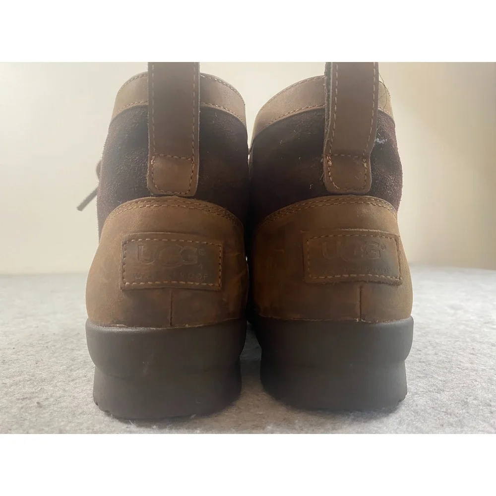 UGG‎ 'Heather' Waterproof Chestnut Brown Leather Suede Duck Boots Womens 7.5